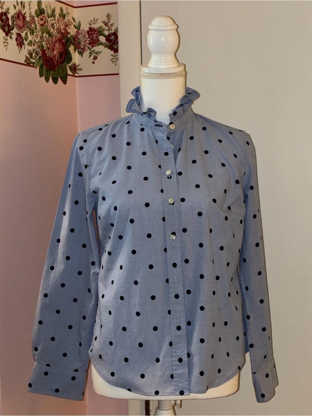 Talbots shirt, reworked with a ruffled collar